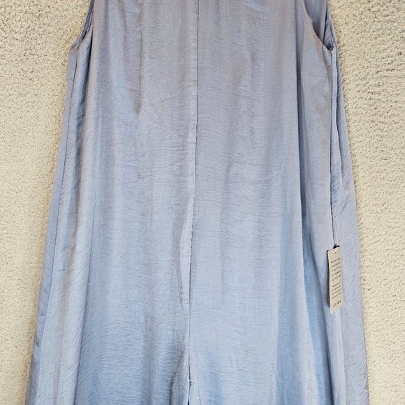 Lush Women Maxi Romper Sz S Lilac-Blue Satin Soft Lined Zip & Tie  Back Wide Leg - Picture 3 of 11